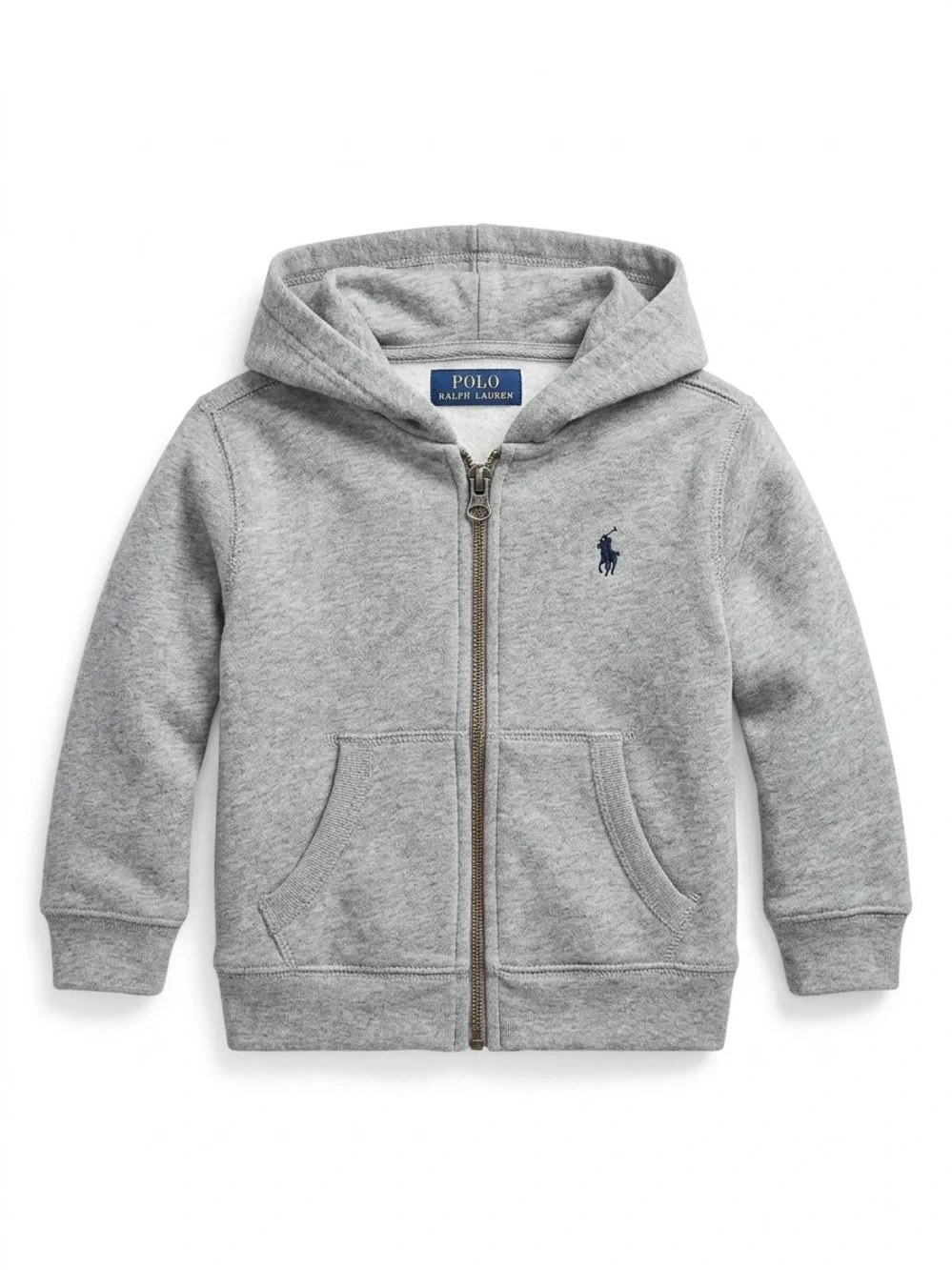Ralph Lauren Kids Light Gray Hooded Zip-Up Sweatshirt
